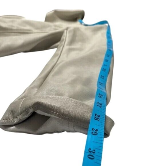 Tahari Open Front Jacket Womens Gray Stone Faux Leather Long Sleeve Pockets Sz M - Picture 8 of 12